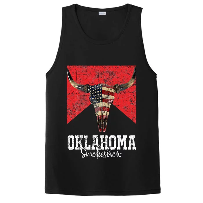 Boho Bull Skull Cow Smokeshow Western Country Performance Tank