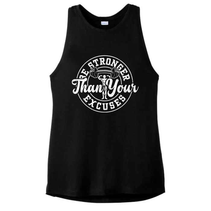 Bodybuilding: Be Stronger Than Your Excuses Gift Gym Sayings Cute Gift Ladies Tri-Blend Wicking Tank