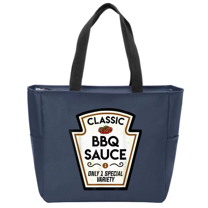 Barbecue BBQ Sauce Bottle Label Halloween Matching Costume Zip Tote Bag