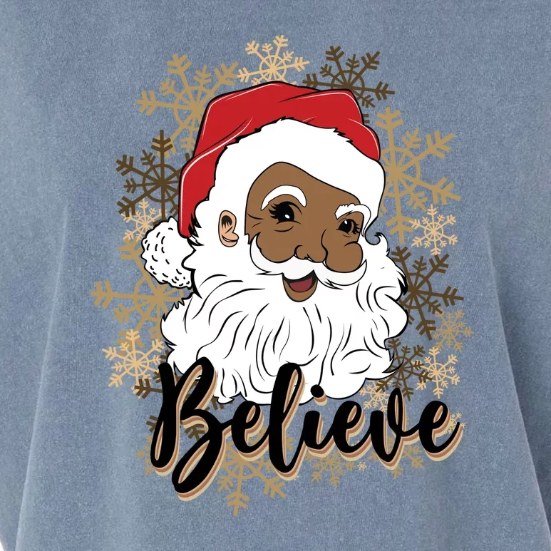 Black Believe Santa Claus Fun African American Santa Garment-Dyed Women's Muscle Tee