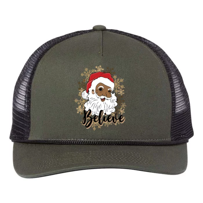 Black Believe Santa Claus Fun African American Santa Retro Rope Trucker Hat Cap