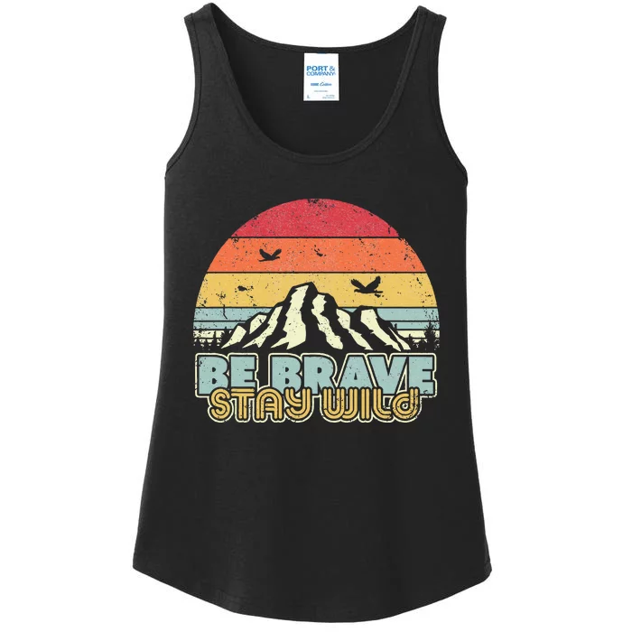 Be Brave Stay Wild Retro Style Outdoors Ladies Essential Tank