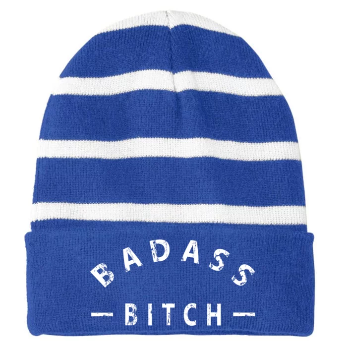 Badass Bitch Strong Hooded Gift Striped Beanie with Solid Band