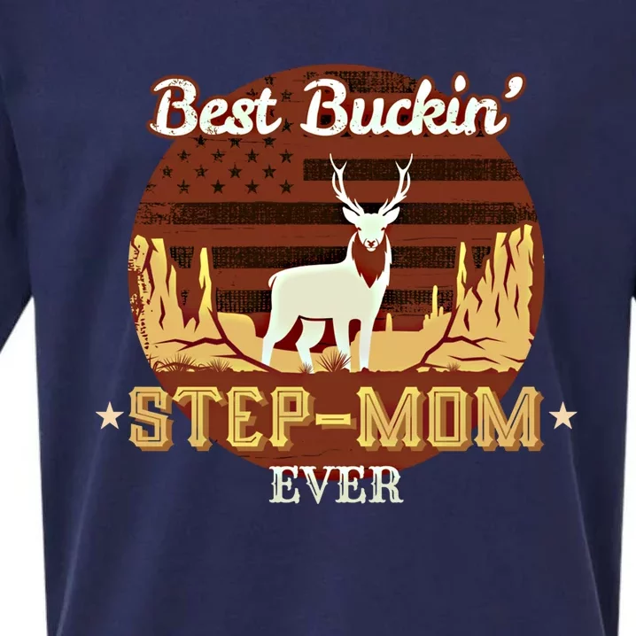 Best Buckin Stepgiftmom Ever Funny Hunting Family Gift Sueded Cloud Jersey T-Shirt