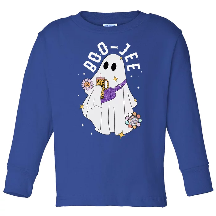 Boujee BooJee Spooky Season Cute Ghost Halloween Costume Toddler Long Sleeve Shirt