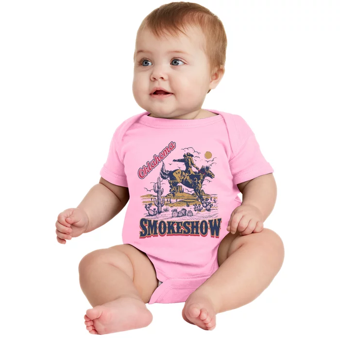 Boho Bull Skull Cow Oklahoma Smokeshow Western Country Baby Bodysuit