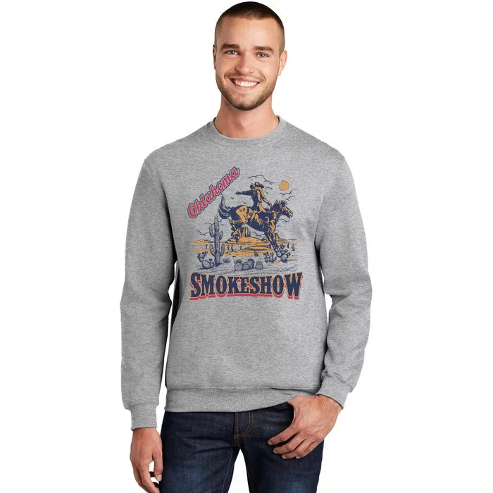 Boho Bull Skull Cow Oklahoma Smokeshow Western Country Tall Sweatshirt