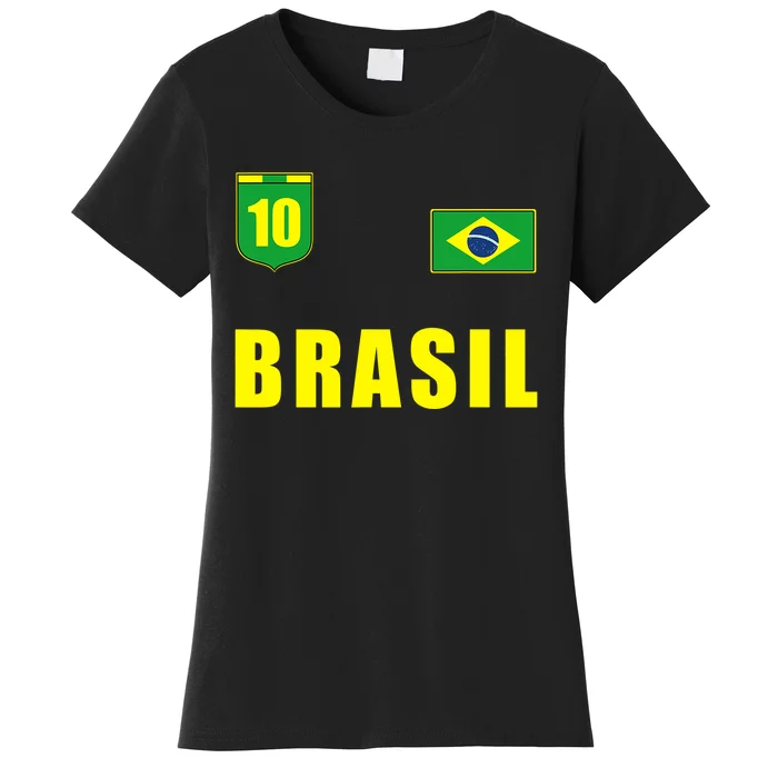 TeeShirtPalace Brasil Brazil Soccer Player Jersey Flag Trikot Clothing Women's T-Shirt