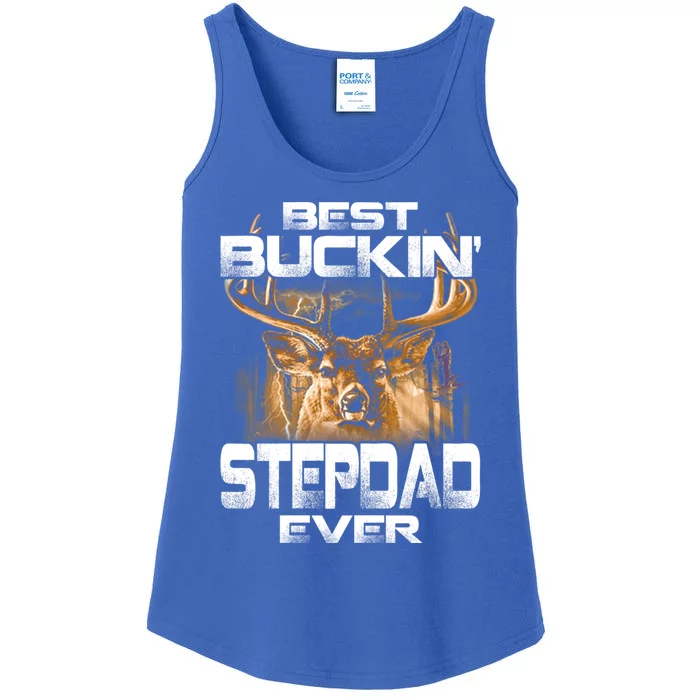 Best Buckin Stepdad Ever Deer Hunting Bucking Father Gift Ladies Essential Tank