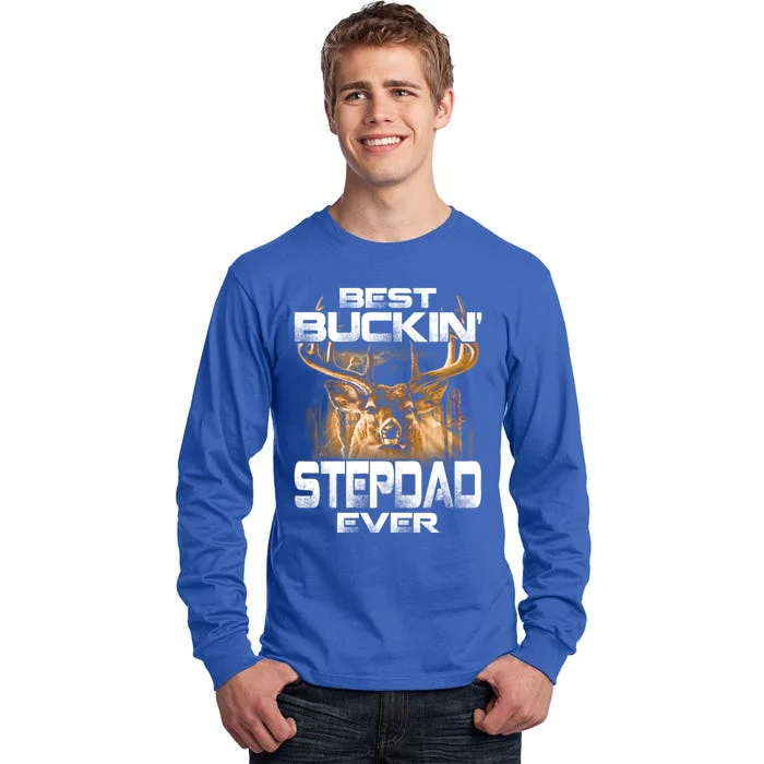 Best Buckin Stepdad Ever Deer Hunting Bucking Father Gift Tall Long Sleeve T-Shirt