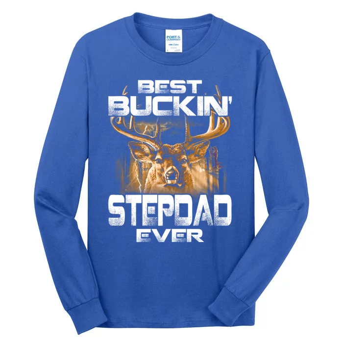 Best Buckin Stepdad Ever Deer Hunting Bucking Father Gift Tall Long Sleeve T-Shirt