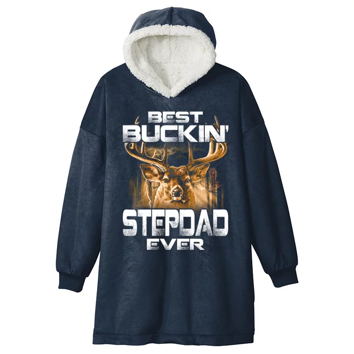 Best Buckin Stepdad Ever Deer Hunting Bucking Father Gift Hooded Wearable Blanket