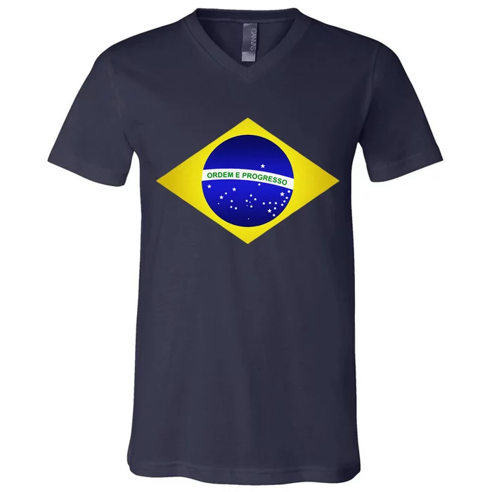 Brazil Brazilian Soccer Football Brazilian Flag V-Neck T-Shirt