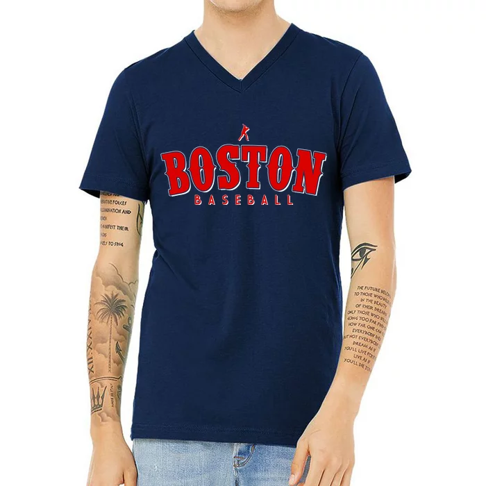 Boston Baseball Sports Fan V-Neck T-Shirt