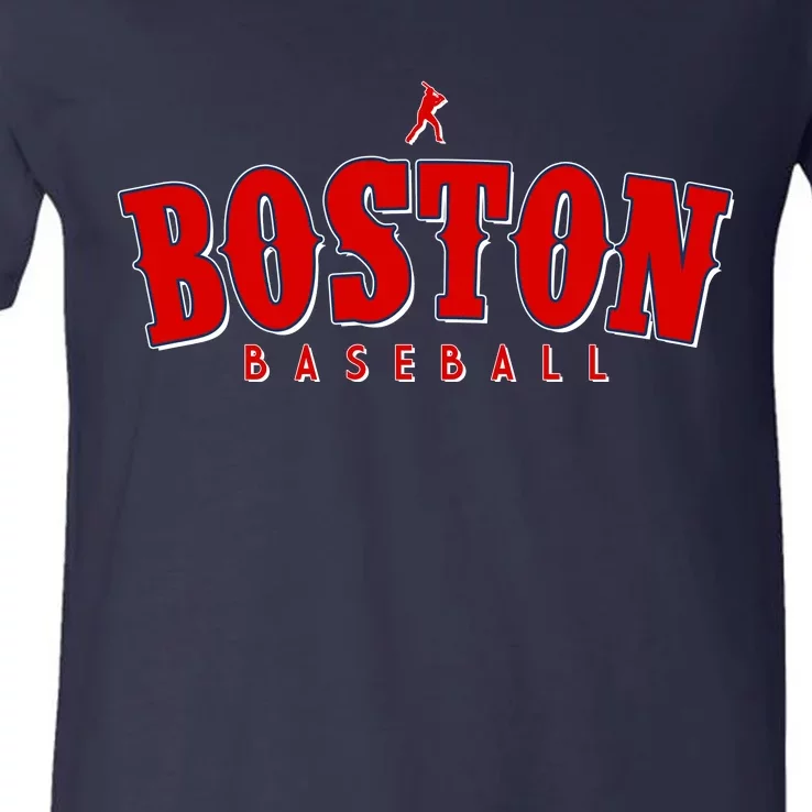 Boston Baseball Sports Fan V-Neck T-Shirt