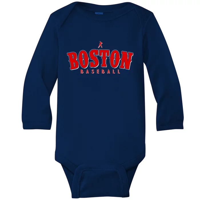 Boston Baseball Sports Fan Baby Long Sleeve Bodysuit