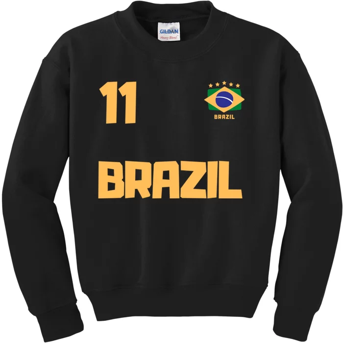 Brasil Brazil Soccer Jersey Football Number 11 Brazilian Kids Sweatshirt