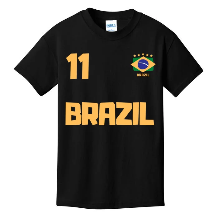 Brasil Brazil Soccer Jersey Football Number 11 Brazilian Kids T