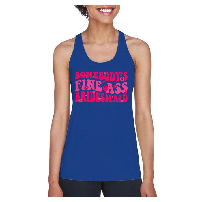 Bridesmaid Bride Squad Bridal Shower Groovy Bachelorette Women's Racerback Tank