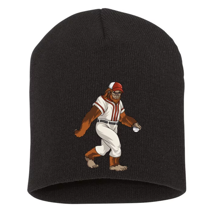 Bigfoot Baseball Sasquatch Playing Baseball Player Short Acrylic Beanie