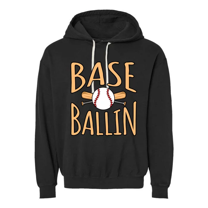 Baseball Ballin Sports Player Lover Coach Graphic Great Gift Garment-Dyed Fleece Hoodie