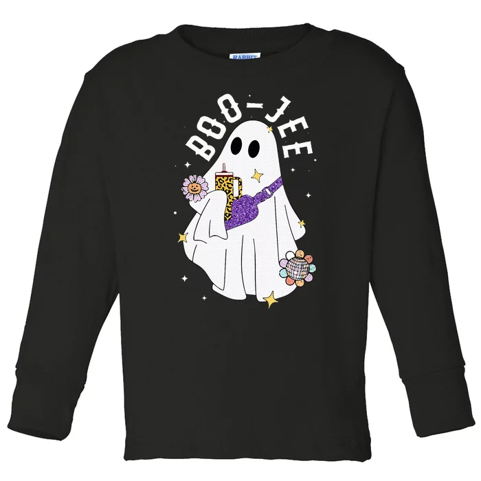 Boujee BooJee Spooky Season Cute Ghost Halloween Costume Toddler Long Sleeve Shirt