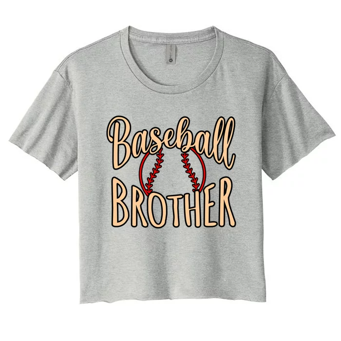 Baseball Brother Sports Player Lover Coach Graphic Gift Women's Crop Top Tee