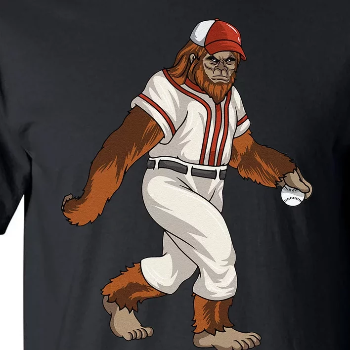 Bigfoot Baseball Sasquatch Playing Baseball Player Tall T-Shirt