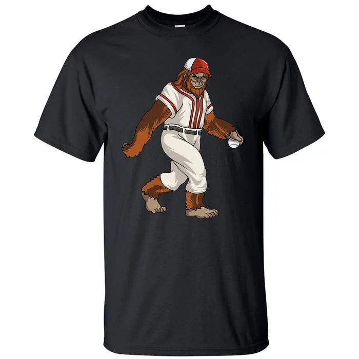 Bigfoot Baseball Sasquatch Playing Baseball Player Tall T-Shirt