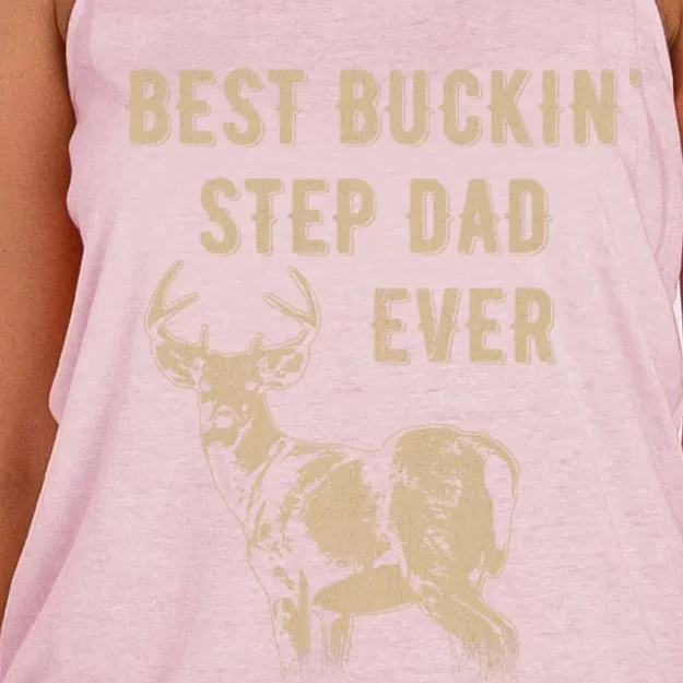 Best Buckin Stepdad Ever Deer Hunter FatherS Day Gift Women's Knotted Racerback Tank