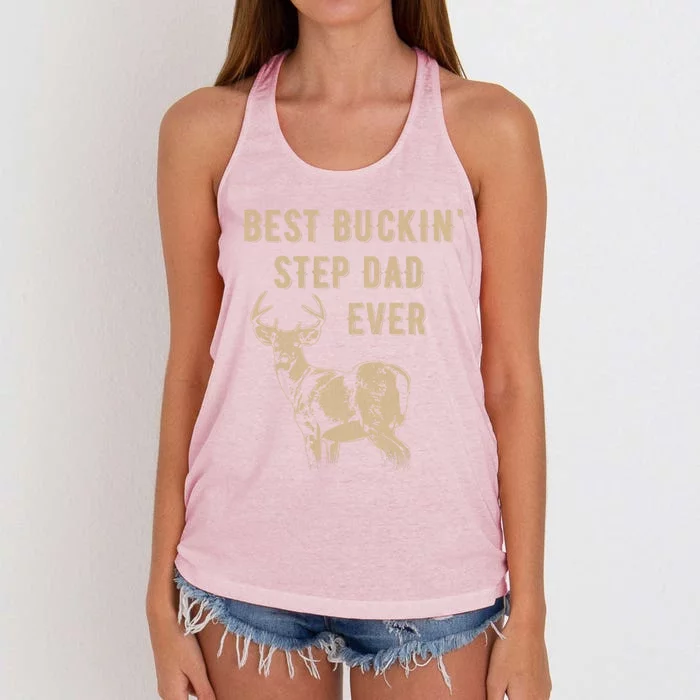 Best Buckin Stepdad Ever Deer Hunter FatherS Day Gift Women's Knotted Racerback Tank