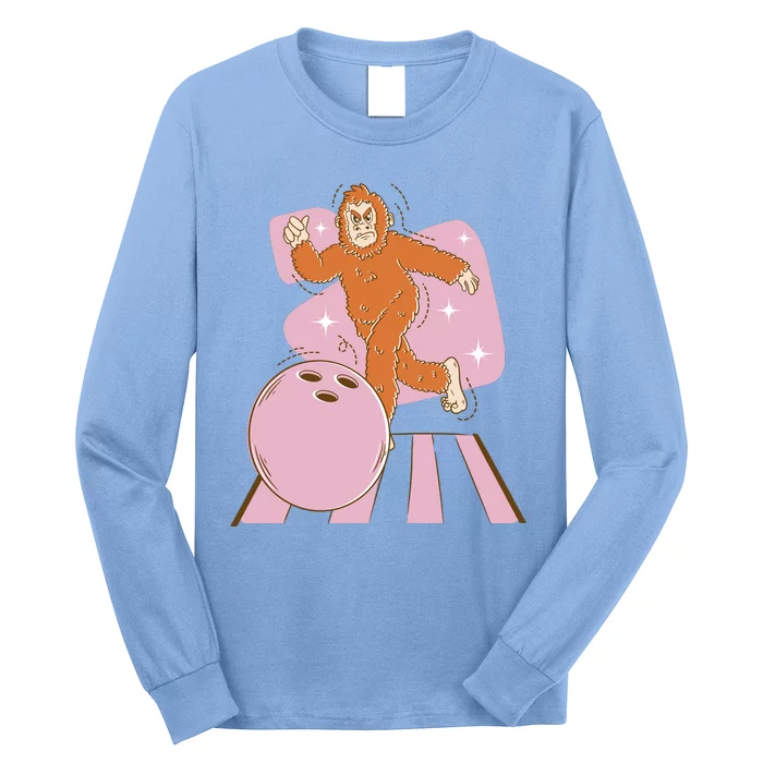 Bigfoot Bowling Sasquatch Funny Long Sleeve Shirt