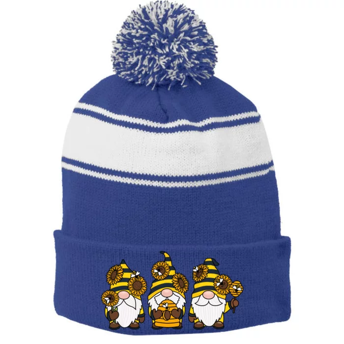 Bumbles Bee Summer Fall Gnome Honeybee And Sunflower Gnomes Cute Gift Stripe Pom Pom Beanie