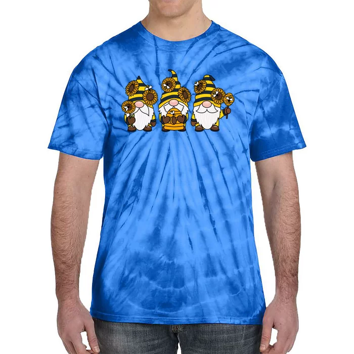 Bumbles Bee Summer Fall Gnome Honeybee And Sunflower Gnomes Cute Gift Tie-Dye T-Shirt