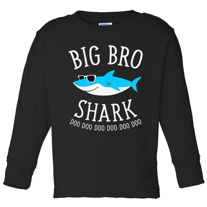 Big Bro Shark Funny Big Brother Toddler Long Sleeve Shirt