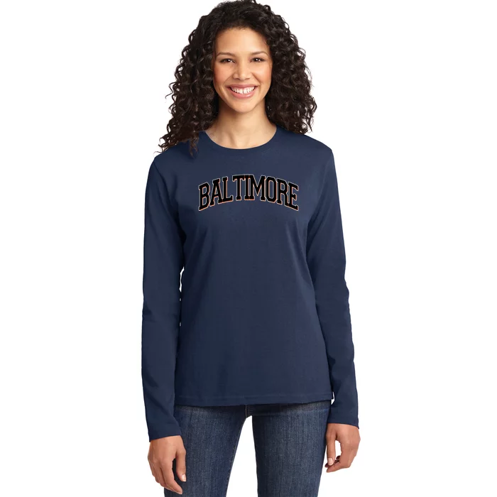 Baltimore Baseball Sport Logo Ladies Long Sleeve Shirt