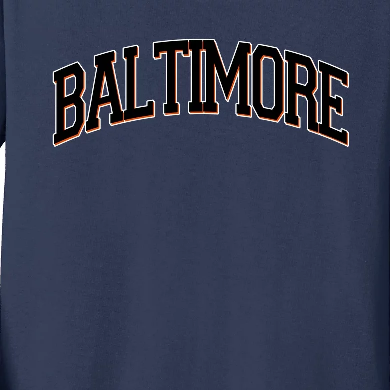 Baltimore Baseball Sport Logo Kids Long Sleeve Shirt