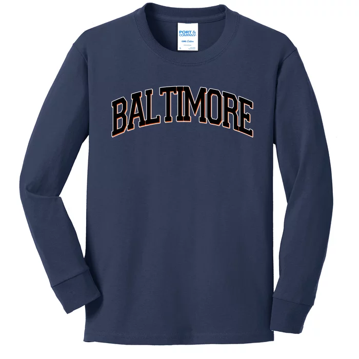 Baltimore Baseball Sport Logo Kids Long Sleeve Shirt