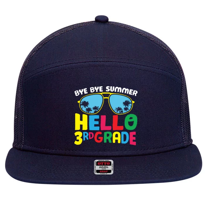 Bye Bye Summer Hello Third Grade Cute 3Rd Grade Meaningful Gift 7 Panel Mesh Trucker Snapback Hat