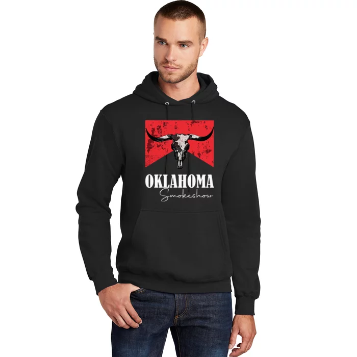 Boho Bull Skull Cow Oklahoma Smokeshow Western Country Hoodie