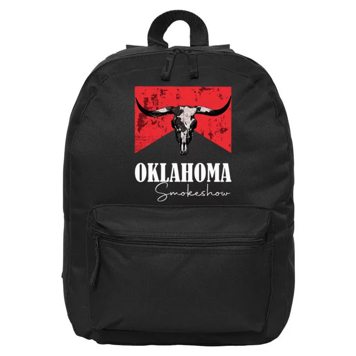 Boho Bull Skull Cow Oklahoma Smokeshow Western Country 16 in Basic Backpack