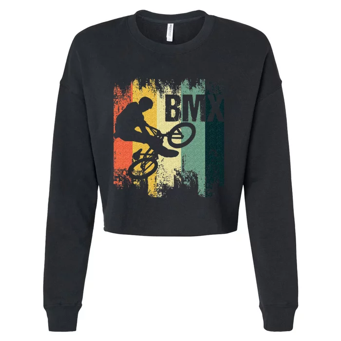 BMX Bicycle Stunt Cycling BMX Cyclist Bicyclist Biker Gift Cropped Pullover Crew