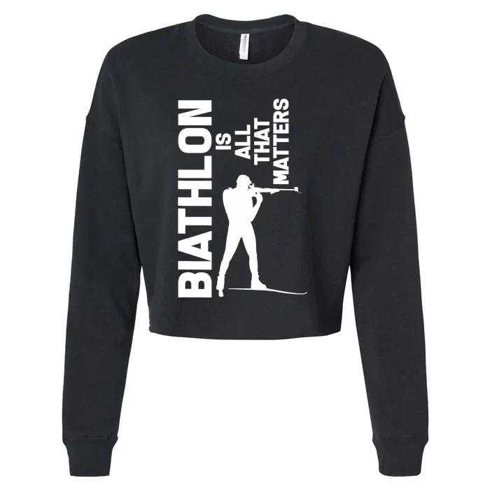 Biathlon Biathlete Skiing Shooting Gift Cropped Pullover Crew