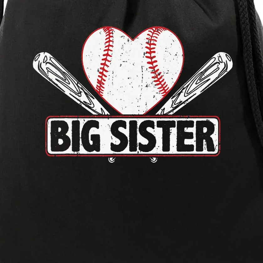 Baseball Big Sister Matching Family Softball Baseball Lover Drawstring Bag