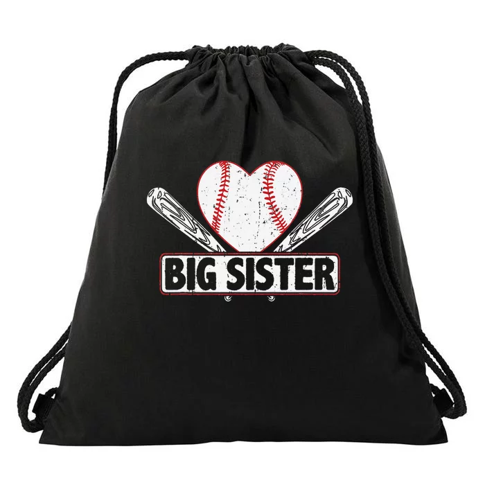 Baseball Big Sister Matching Family Softball Baseball Lover Drawstring Bag