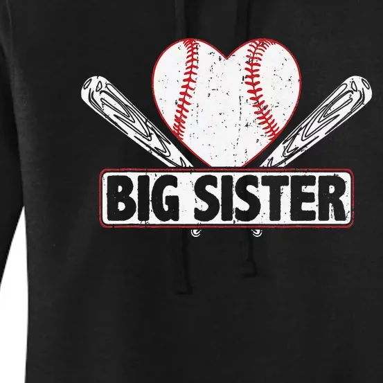 Baseball Big Sister Matching Family Softball Baseball Lover Women's Pullover Hoodie