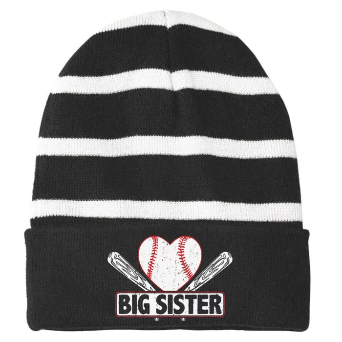 Baseball Big Sister Matching Family Softball Baseball Lover Striped Beanie with Solid Band