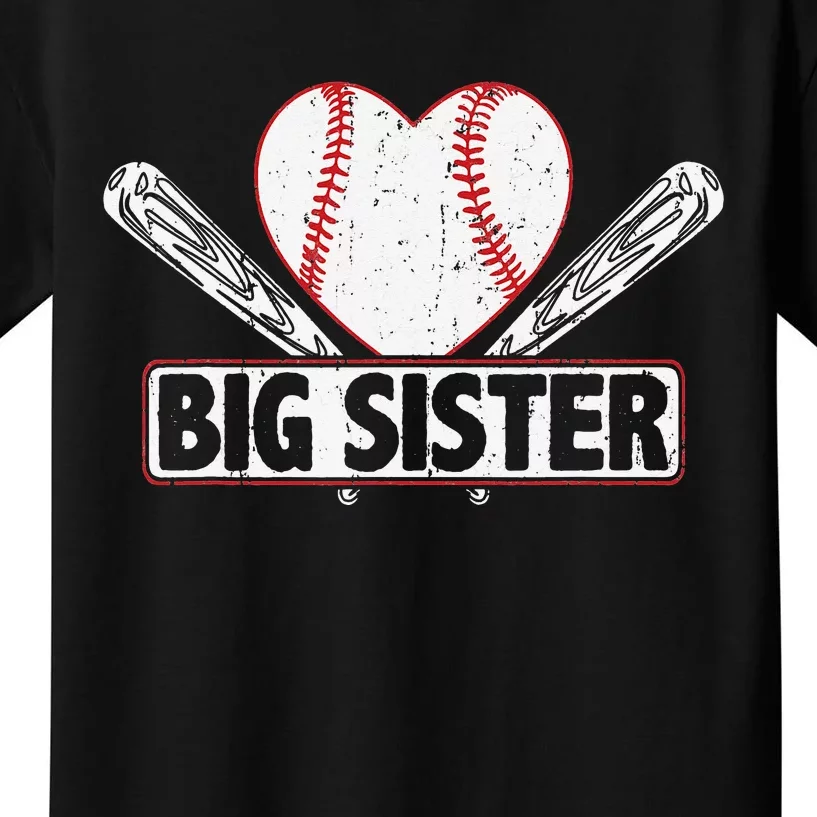 Baseball Big Sister Matching Family Softball Baseball Lover Kids T-Shirt