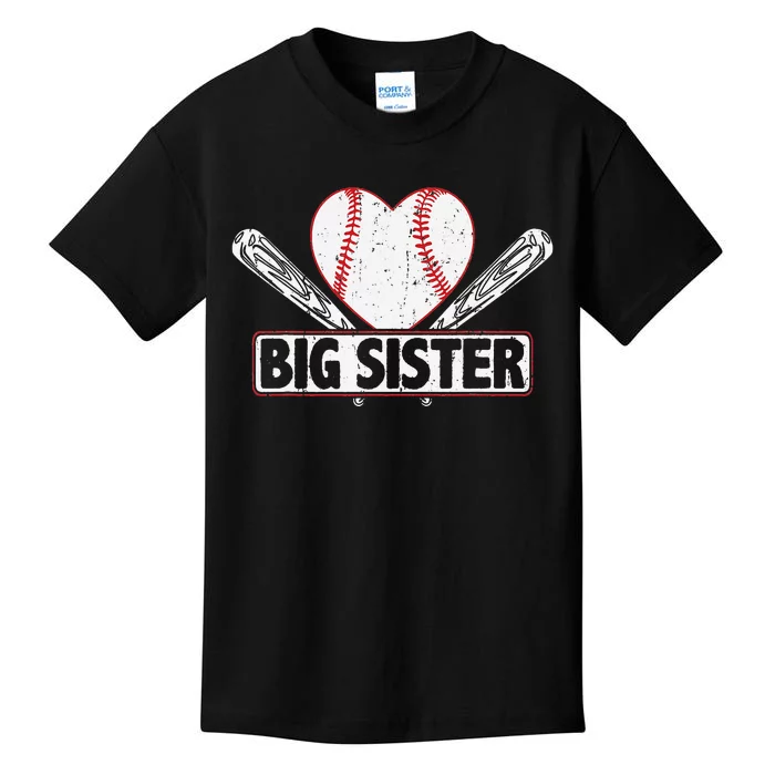 Baseball Big Sister Matching Family Softball Baseball Lover Kids T-Shirt