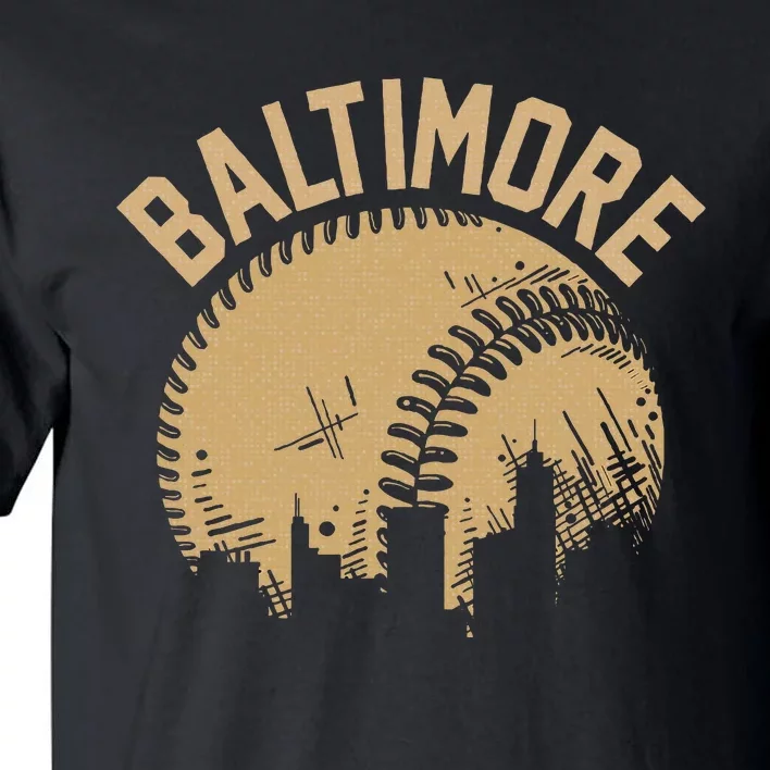 Baltimore Baseball Skyline Maryland Player Coach Fan Tall T-Shirt